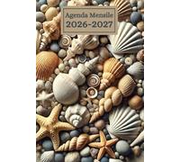 Pianificatore di 2 Anni 2026-2027: Agenda Mensile Personale e Calendario con pagine per Password e Date Importanti Copertina a Tema Conchiglie e Mare