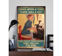 Pianist A Boy Who Really Loved Piano Poster Funny Metal Sign Home Bar Coffee Shop Wall Art Decorative For Home Garage Man Cave Metal Tin Sign 8x12 Inch
