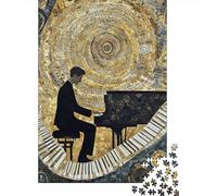 Pianist Art Jigsaw Puzzle 1000 Piece Jigsaw Puzzle Premium Paper for Adults Abstract Golden Pattern Focus Home Decor 70x50cm/1000pcs
