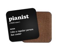 Pianist Square Coaster - Piano Musician Singer Dictionary Regular But Cooler Definition Funny Joke Hobby Men Women Kitchen Drink #82642
