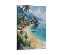 PIANK Koh Samui Watercolor Painting Thailand Travel Poster Koh Samui Wall Art Thailand Watercolor Print Retro Poster Frame 12x18inch(30x45cm)