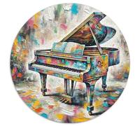 Piano 1000 Pieces Round Jigsaw Puzzles The Guitar Creative Puzzle Unique Challenge Games Inspirational for Adults And Kids 1000pcs (67.5x67.5cm)