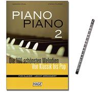 Piano 2 Music Book for Piano 100 Great Melodies : Songs from Around the World, Evergreens, Pop Hits, Bar Music, Film Music and Musical with Music Pencil