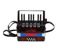 Piano Accordion Entry Level 17 Keys 8 Bass Keys ABS with Retractable Strap Portable Gift (Black)