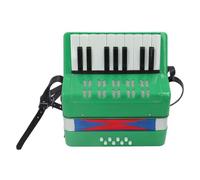 Piano Accordion Entry Level 17 Keys 8 Bass Keys ABS with Retractable Strap Portable Gift (Green)