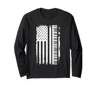 Piano American Flag Music Lover Pianist Teacher 4th of July Long Sleeve T-Shirt