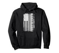 Piano American Flag Music Lover Pianist Teacher 4th of July Pullover Hoodie