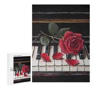 Piano And Rose Funny Wooden Picture Vertical Version Puzzle Wood Jigsaw Creative Gift for Adults And Family Game