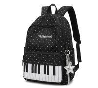 Piano Backpack Polka Dot Backpack Y2K Music Themed Daypack with Keychain