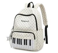 Piano Backpack Polka Dot Backpack Y2K Music Themed Daypack with Keychain