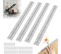 Piano Band Stainless Steel 4 Pieces 30 cm Piano Hinge Piano Band Hinge Rod Hinge Stainless Steel Hinge Piano Band for Boat Cabinets Storage Box with 48 Screws