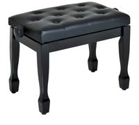 Piano Bench Black Faux Leather 64x35cm Adjustable 45-55cm Padded Solid Wood Legs