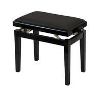 Piano Bench Black Gloss, Faux Leather, Height Adjustable