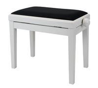 Piano Bench in White High Gloss Polished with Black Cushion