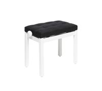 Piano Bench, Matte, White, With Fabric Cover In Black
