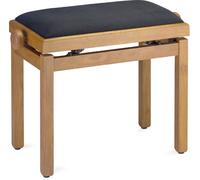 Piano Bench Oak Matte with Black Fabric Upholstery