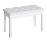 Piano Bench White Faux Leather 76x36cm Solid Wood Tufted Duet Seat with Storage