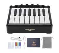 Piano Calendar 2025, 8 Keys Piano Calendar Playable Desk for Home Office (Black