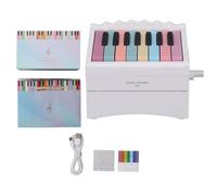 Piano Calendar 2025 Hand Crank Bluetooth Playable Musical Desk Calendar with 52 Music Pieces Adjustable Volume USB Rechargeable for Music Lovers and Unique Gift Ideas Metal (White)