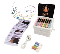 Piano Calendar 2026 Playable Mini Piano Desk Calendar 2026 USB Rechargeable Pianos with Note Stickers 52 Music Scores in 27 Cards Melody Box Desk Calendars Mini Pianos Gift for Fans Friend Home Decor
