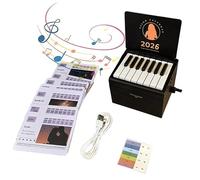 Piano Calendar 2026 Playable Mini Piano Desk Calendar 2026 USB Rechargeable Pianos with Note Stickers 52 Music Scores in 27 Cards Melody Box Desk Calendars Mini Pianos Gift for Fans Friend Home Decor
