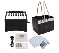Piano Calendar USB Rechargeable Playable Piano 52 Weekly Calendar Cards with Sheet Music for Piano Lovers and Music Enthusiasts Metal 13x9x8.7cm (Black)