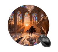 Piano Castle Mouse Pad Round Laptop Mouse Mat Cute Computer Mousepad Keyboard Pad Non-Slip Desk Pads for Gaming Office Work Home