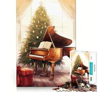Piano Christmas Tree Jigsaw Puzzles 1000 Piece for Teenagers Enhance Recall Relax Time Exact Edge Creative Gift (38x26cm)