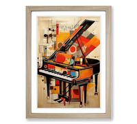 Piano Constructivism Framed Print | A2 Oak Framed Wall Art | Ready to Hang | Modern Music Picture | Living Room Bedroom Lounge Office