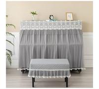 Piano Cover Dust Protector Full Cover Lace Modern Simple Princess Lotus Embroidery Piano Dust Covers(Dark Khaki,153x35cm Cover)
