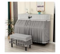 Piano Cover Dust Protector Full Cover Lace Modern Simple Princess Lotus Embroidery Piano Dust Covers(Army green,153x35cm Cover)