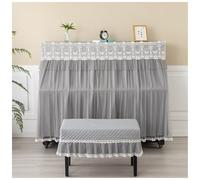 Piano Cover Dust Protector Full Cover Lace Modern Simple Princess Lotus Embroidery Piano Dust(Dark Khaki,153x35cm Cover)