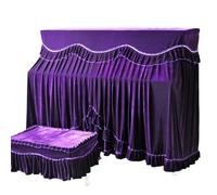 Piano Cover Full Gold Velvet Fabric Electric Stool Thick Two-piece Set Piano & Keyboard(Purple,Double Stool Set)