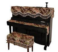 piano cover Piano Cover Jacquard Chenille Beaded Tassel Piano Protective Case Vintage Floral Pattern Piano Stool Cover Cloth Towel(Color 02,Bench 56x36cm)