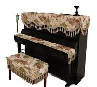 piano cover Piano Cover Jacquard Chenille Beaded Tassel Piano Protective Case Vintage Floral Pattern Piano Stool Cover Cloth Towel(Color 01,Top towel 70x220cm)