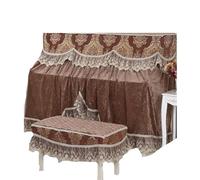 Piano Cover Piano Cover Simple Solid Color Lace Piano Cover Full Cover Piano Decoration Against Dust Sun Waterproof(1-brown,One)