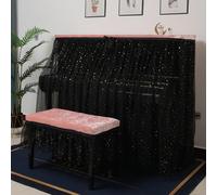 Piano Cover Piano Dust Cover Luxury High-grade Upright Piano Full Cover Modern Mesh Piano Protective Cover Instruments Accessory Art Decorated-Pink and Black||Piano Cover+Double Stool Cover