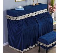 Piano Cover Piano Dust Cover Thicken High Quality Piano Protection Cover Velvet Upright Piano Full Cover Dustproof Moistureproof Protection Instruments-Dark Blue||Piano Cover+Single Stool Cover