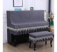 Piano Cover Piano Protector Cover Simple Solid Colour Upright Piano Half Cover Fashionable Piano Decorated Cover Instruments Dust Protective Accessory-Dark Grey||Piano Cover+Double Stool Cover