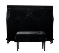 Piano Cover Soft Velvet Decorated Piano Cover Macrame Hand Wash Practical Home With Cover Protective Anti-scratch Against Dust Sun Waterproof(Black Piano cover)
