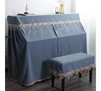 Piano cover, Upright Piano Cover Set Fashion Dust Proof Top Luxury(Blue,Single cover)