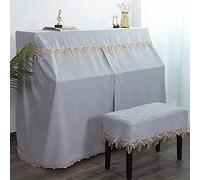 Piano cover, Upright Piano Cover Set Fashion Dust Proof Top Luxury(Grey,Double cover)