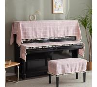 Piano Cover, Upright Piano Cover with Fringe, Keyboard Cover, Lightweight and Machine Washable, Scratch Resistant for Decorate-Pink||Piano Cover 90 * 200cm
