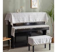 Piano Cover, Upright Piano Cover with Fringe, Keyboard Cover, Lightweight and Machine Washable, Scratch Resistant for Decorate-Grey||Keyboard Cover 30 * 190cm