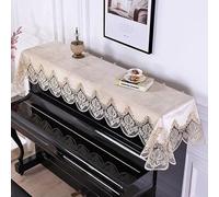 piano covers 85cm*220cm Lace Piano Cover Embroidery Towel Half Dustproof Electronic Organ Protective(Beige)
