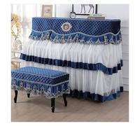 Piano dust cover， Dust Proof Cover Piano Cloth Lace All-Inclusive Upright Modern Mid-Point Protective(Blue,(single seat type))