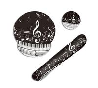 Piano Ergonomic Mouse Mat with Wrist Rest,Black and White Notes 3-in-1 Memory Foam Keyboard Wrist Support Set, Non-Slip Base for Comfortable Typing, Gaming and Office Use for Women and Home Desk
