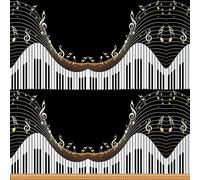 Piano Fabric by The Yard Music Themed Upholstery Fabric for Chairs Sofa Couch Musical Notes Stripes Outdoor Fabric Waterproof 2 Yards,(L184*W150cm) Black White