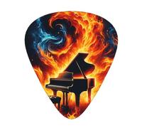 Piano-Flames 12 Pack Guitar Picks With 3 Thicknesses And Storage Box, Abs Plectrums For Electric Bass Guitar Players