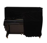 Piano Full Cover Universal Pleuche Macrame Decoration Upright Piano Protective Cover for Instruments Accessory (Black)